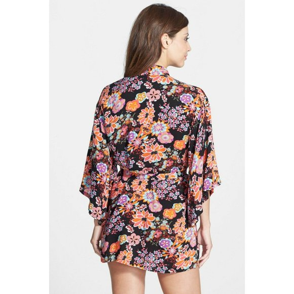 NATORI Floral Decoserie Happi Coat Robe sz S NEW - Picture 2 of 13